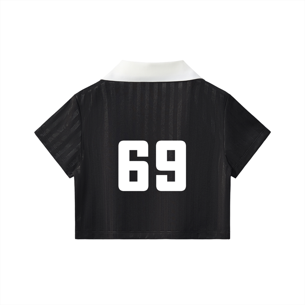 Contrast Collar Striped Cropped Jersey