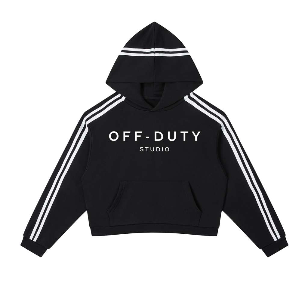 Contrast Side Stripe Cropped Hoodie