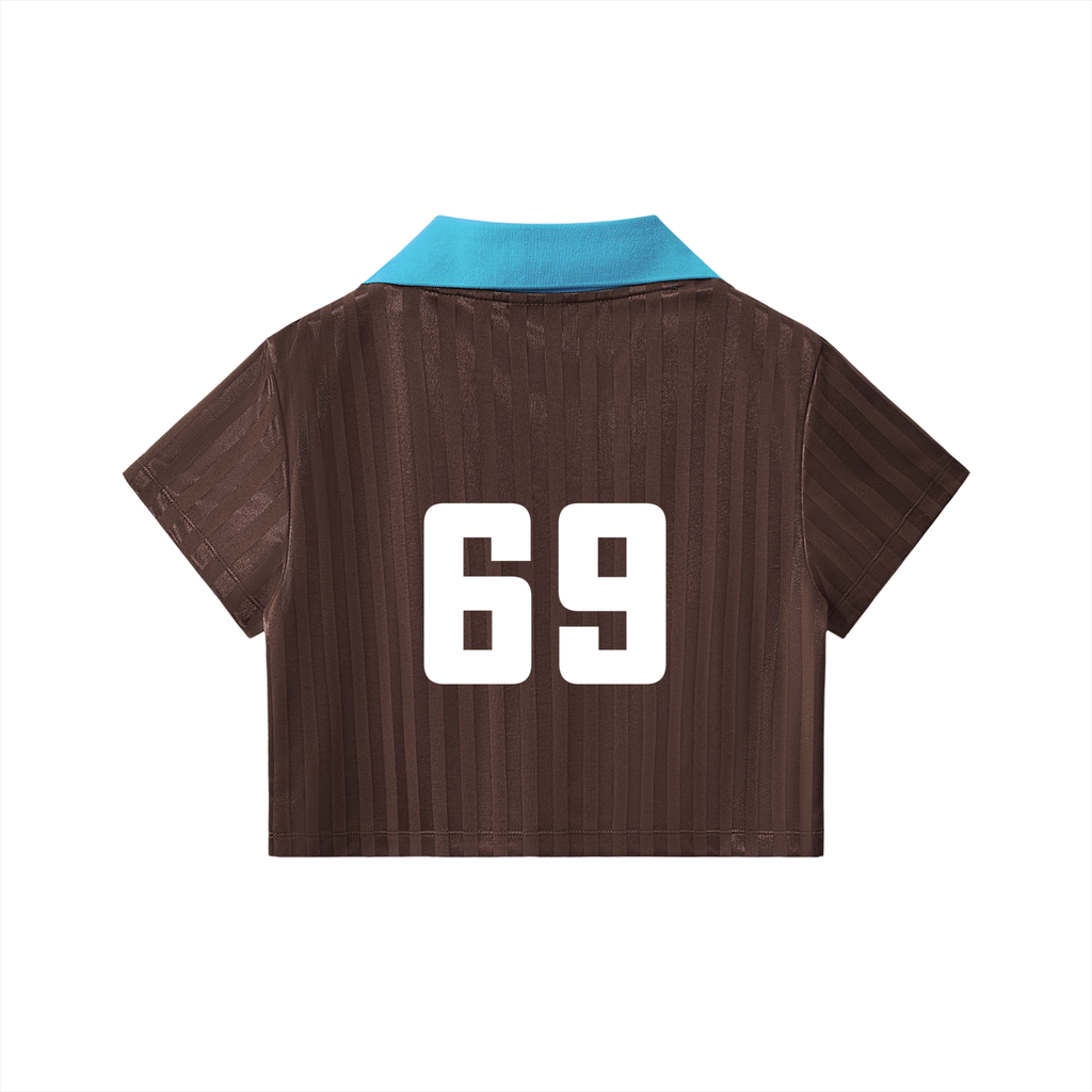 Contrast Collar Striped Cropped Jersey