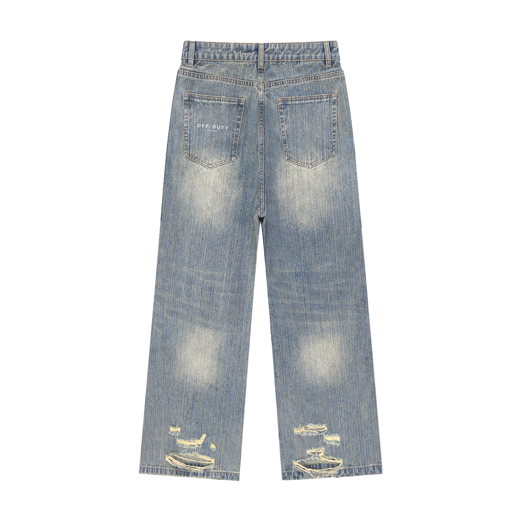 Washed Distressed Denim Jeans